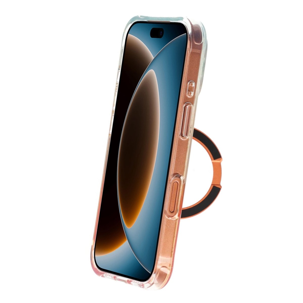 iPhone 17 Pro/iPhone 18 Pro Deksel Marmormønster MagSafe-stativ Oransje