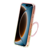 iPhone 17 Pro/iPhone 18 Pro Deksel Marmormønster MagSafe-stativ Rosa