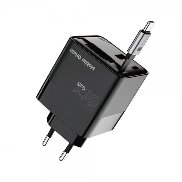 Mobile Origin Lader Display GaN 65W Innebygd USB-C Kabel