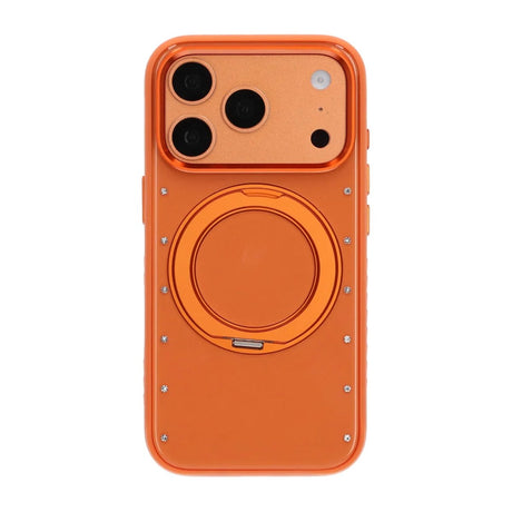 iPhone 17 Pro Max/iPhone 18 Pro Max Deksel med MagSafe-stativ og strass Oransje