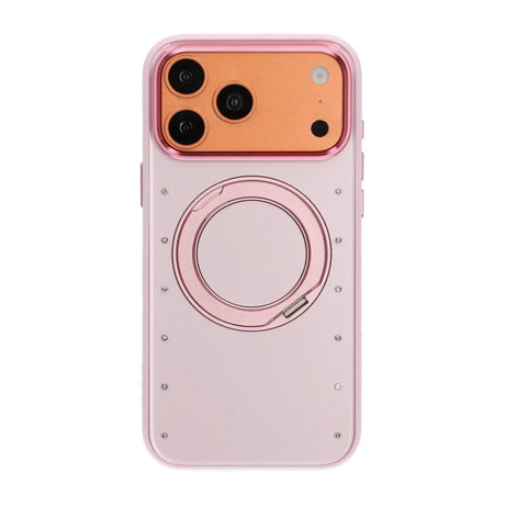 iPhone 17 Pro Max/iPhone 18 Pro Max Deksel med MagSafe-stativ og strass Rosa