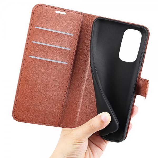 Motorola Edge 30 Etui Litchi Brun