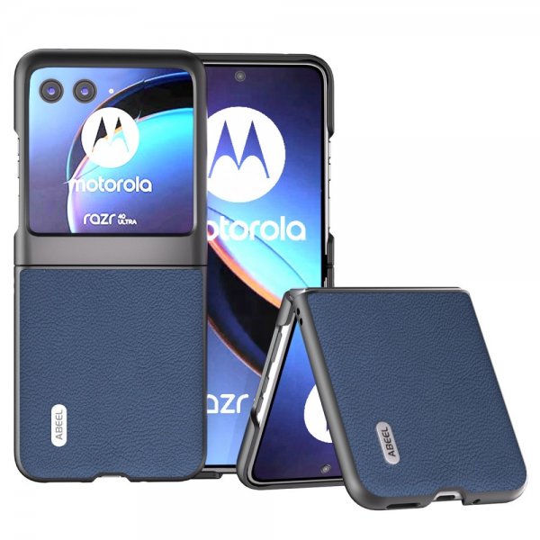 ABEEL Motorola Razr 40 Ultra Deksel Ekte Lær Blå