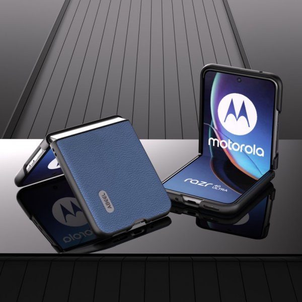 ABEEL Motorola Razr 40 Ultra Deksel Ekte Lær Blå