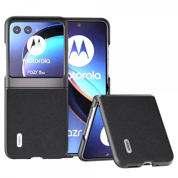 ABEEL Motorola Razr 40 Ultra Deksel Ekte Lær Svart