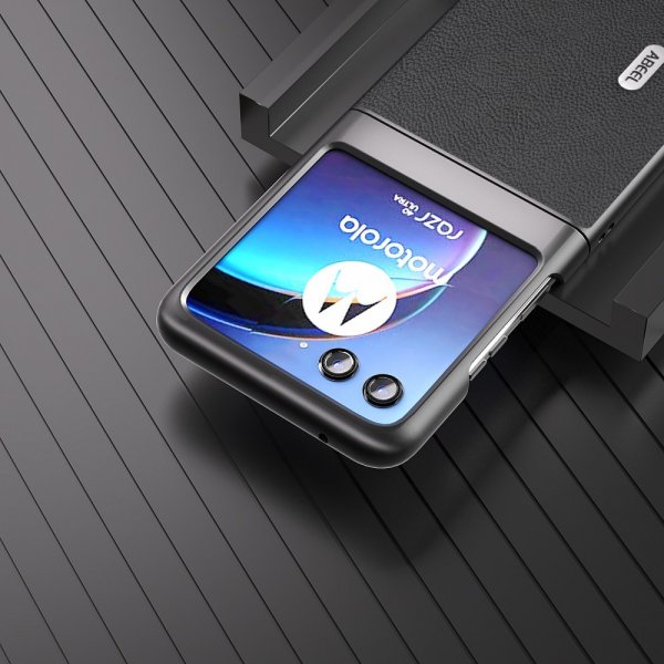 ABEEL Motorola Razr 40 Ultra Deksel Ekte Lær Svart