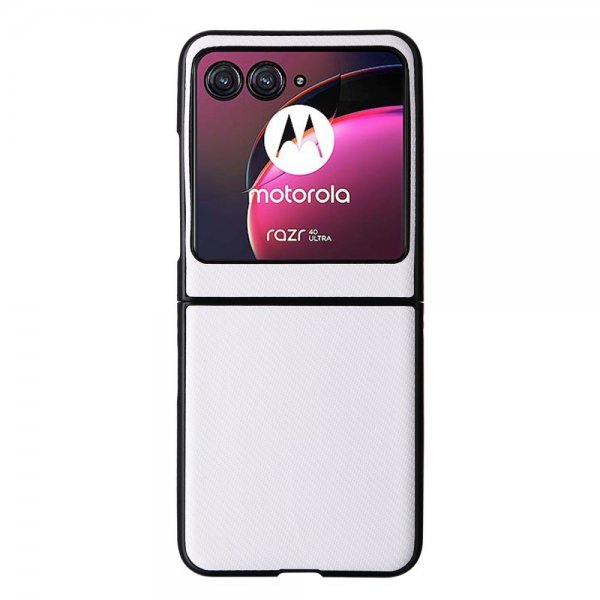 Motorola Razr 40 Ultra Deksel Karbonfibermønster Hvit