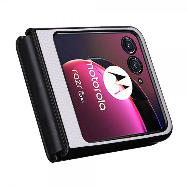 Motorola Razr 40 Ultra Deksel Karbonfibermønster Hvit