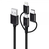 ALOGIC 3-i-1 Kabel Micro USB/Lightning/USB-C 30cm Svart