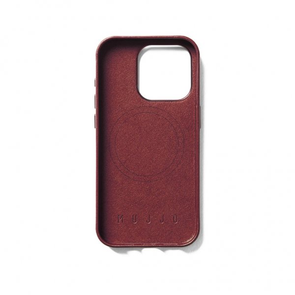 Mujjo iPhone 15 Pro Deksel Full Leather Case MagSafe Burgundy
