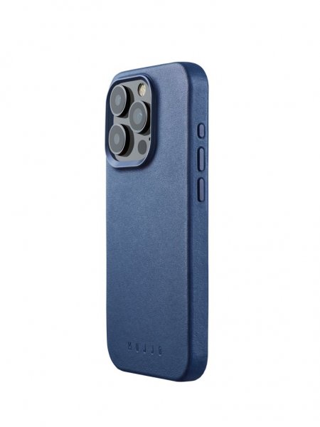 Mujjo iPhone 15 Pro Deksel Full Leather Case MagSafe Monaco Blue