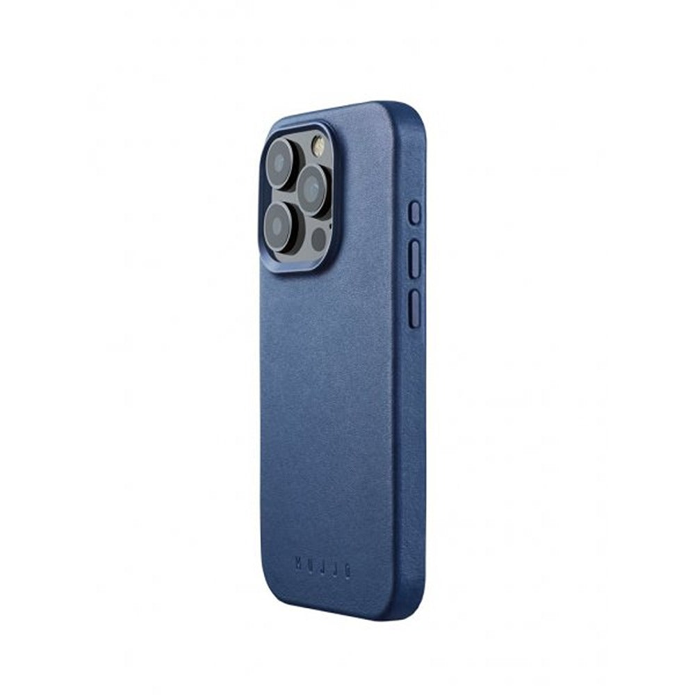 Mujjo iPhone 15 Pro Deksel Full Leather Case MagSafe Monaco Blue