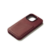 Mujjo iPhone 15 Pro Deksel Full Leather Wallet Case MagSafe Burgundy