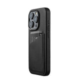 Mujjo iPhone 15 Pro Deksel Full Leather Wallet Case MagSafe Svart