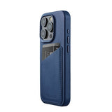 Mujjo iPhone 15 Pro Deksel Full Leather Wallet Case MagSafe Monaco Blue
