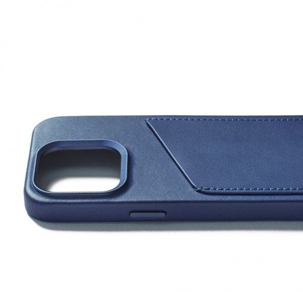 Mujjo iPhone 15 Pro Deksel Full Leather Wallet Case MagSafe Monaco Blue