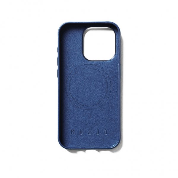 Mujjo iPhone 15 Pro Deksel Full Leather Wallet Case MagSafe Monaco Blue