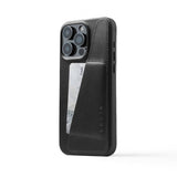 Mujjo iPhone 15 Pro Max Deksel Full Leather Wallet Case MagSafe Svart