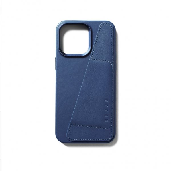 Mujjo iPhone 15 Pro Max Deksel Full Leather Wallet Case MagSafe Monaco Blue