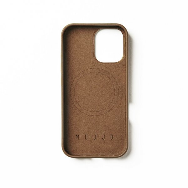 Mujjo iPhone 16 Deksel Full Leather Case Dark Tan