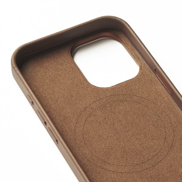 Mujjo iPhone 16 Deksel Full Leather Case Dark Tan