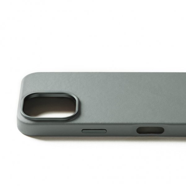 Mujjo iPhone 16 Pro Deksel Full Leather Case Green Smoke