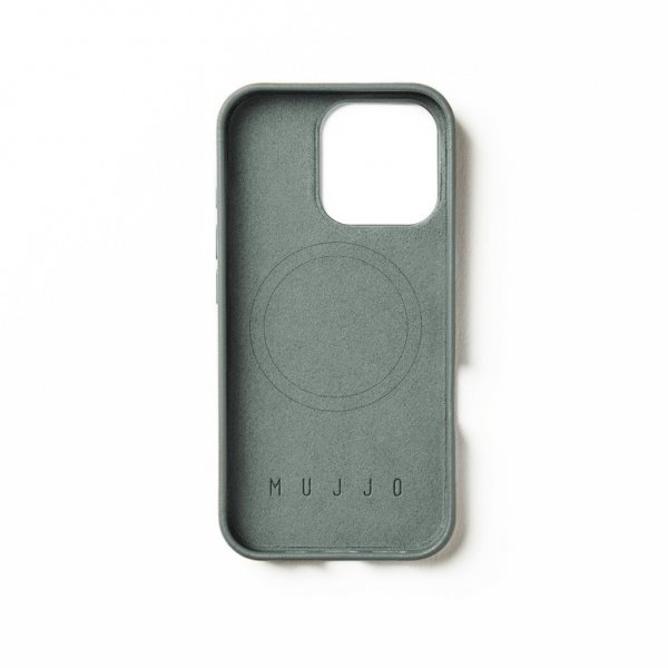 Mujjo iPhone 16 Pro Deksel Full Leather Case Green Smoke
