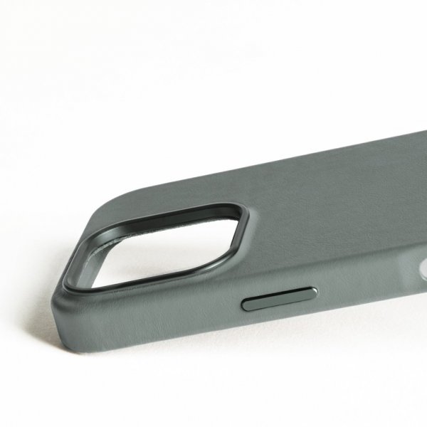 Mujjo iPhone 16 Pro Deksel Full Leather Case Green Smoke