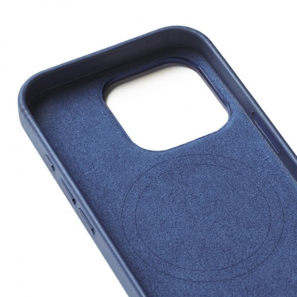 Mujjo iPhone 16 Pro Deksel Full Leather Wallet Case Monaco Blue