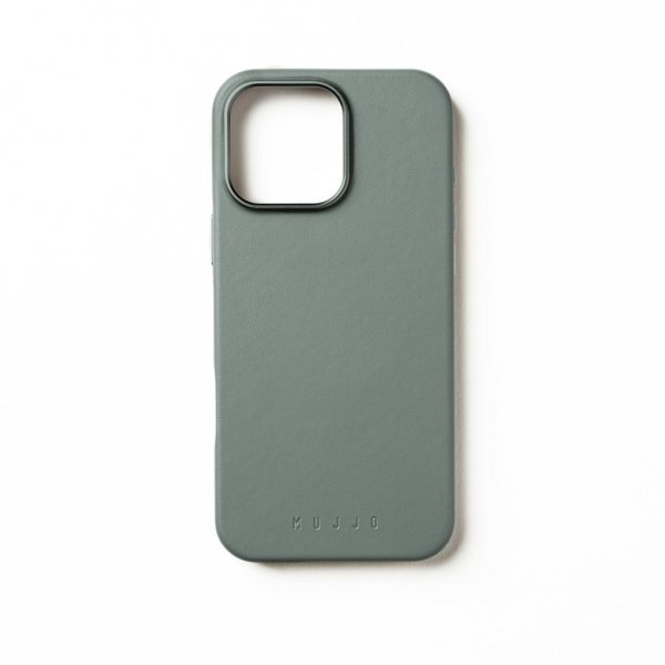 Mujjo iPhone 16 Pro Max Deksel Full Leather Case Green Smoke