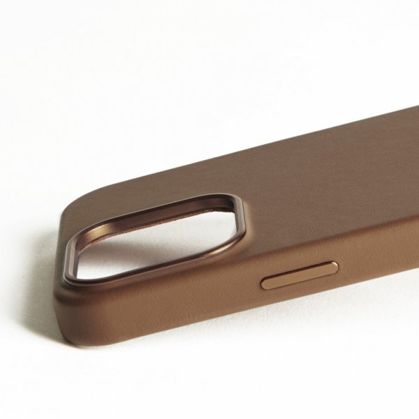 Mujjo iPhone 16 Pro Max Deksel Full Leather Case Dark Tan
