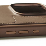 Mujjo iPhone 16 Pro Max Deksel Full Leather Wallet Case Dark Tan