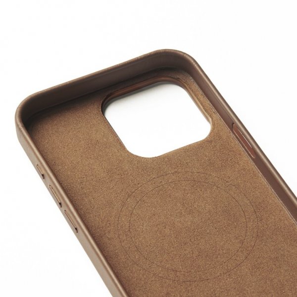Mujjo iPhone 16 Pro Max Deksel Full Leather Wallet Case Dark Tan