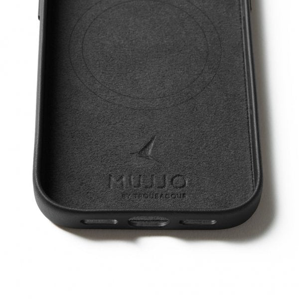 Mujjo iPhone 17 Pro Deksel Full Leather Wallet Case MagSafe Svart