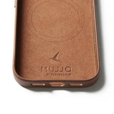 Mujjo iPhone 17 Pro Deksel Full Leather Wallet Case MagSafe Tan