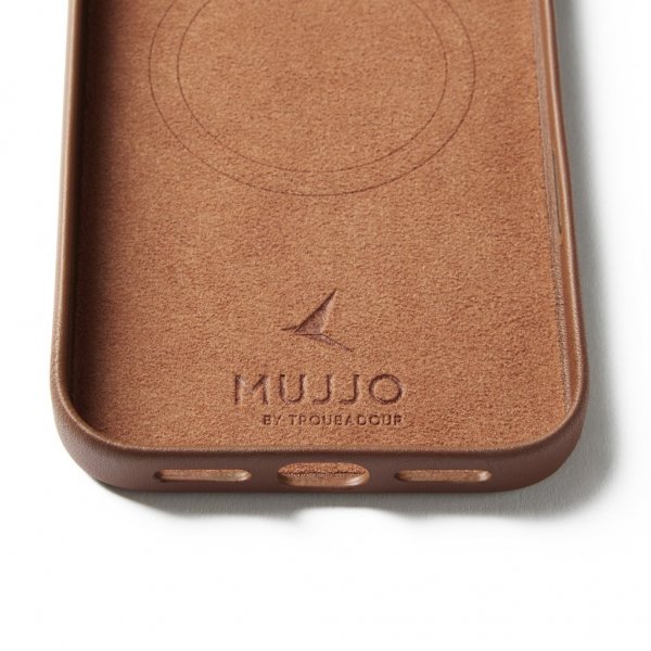 Mujjo iPhone 17 Pro Max Deksel Full Leather Wallet Case MagSafe Tan
