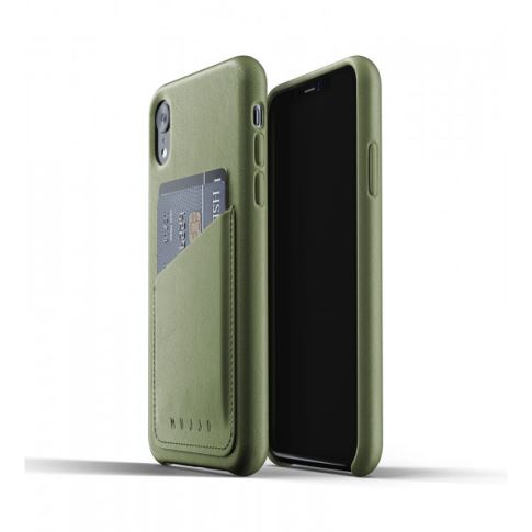 Mujjo iPhone Xr Deksel Full Leather Wallet Case Olive