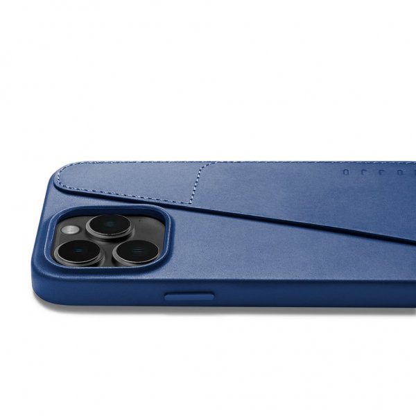 Mujjo iPhone 14 Pro Max Deksel Full Leather Wallet Case Monaco Blue