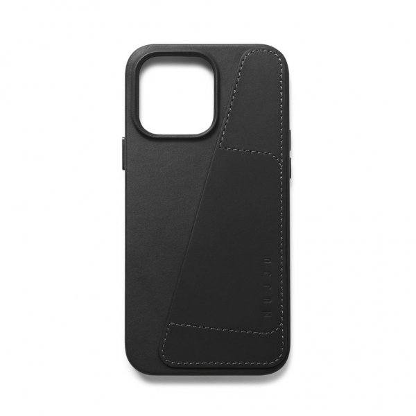 Mujjo iPhone 14 Pro Max Deksel Full Leather Wallet Case Svart