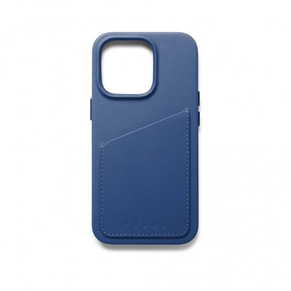 Mujjo iPhone 14 Pro Deksel Full Leather Wallet Case Monaco Blue