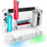 Nintendo Switch laderstasjon for Joy Cons med spilloppbevaring hvit