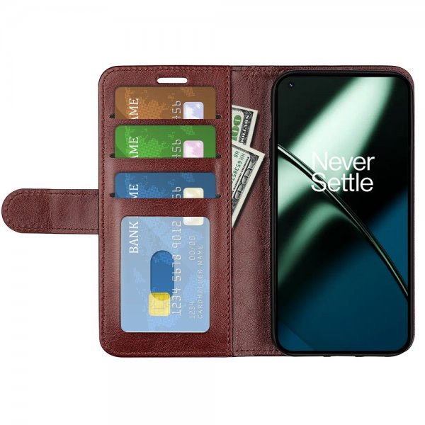 OnePlus 11 Etui Skinntekstur Brun