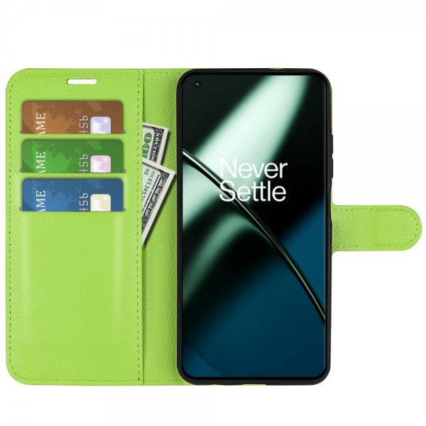 OnePlus 11 Etui Litchi Grønn