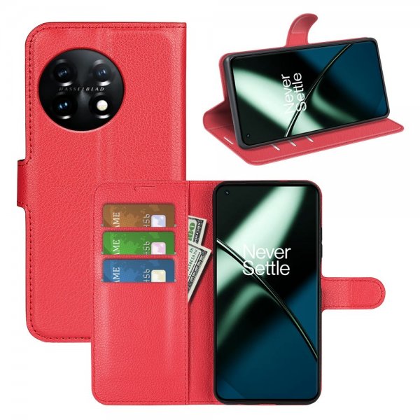 OnePlus 11 Etui Litchi Rød