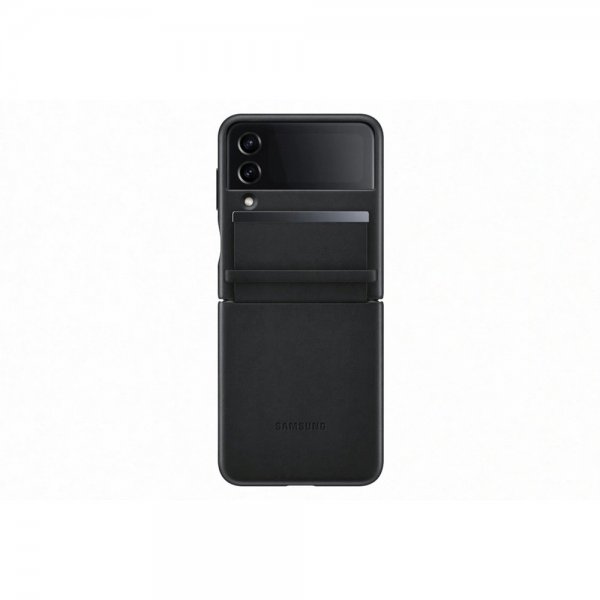 Samsung Original Galaxy Z Flip 4 Deksel Flap Leather Cover Svart