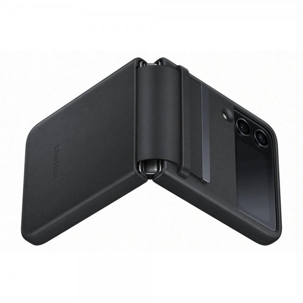 Samsung Original Galaxy Z Flip 4 Deksel Flap Leather Cover Svart