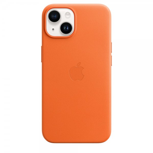 Apple Original iPhone 14 Plus Deksel Leather Case MagSafe Oraneje