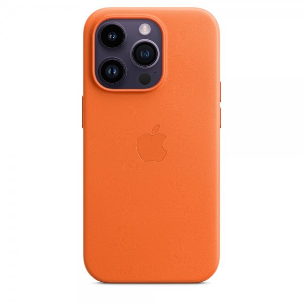 Apple Original iPhone 14 Pro Max Deksel Leather Case MagSafe Oraneje