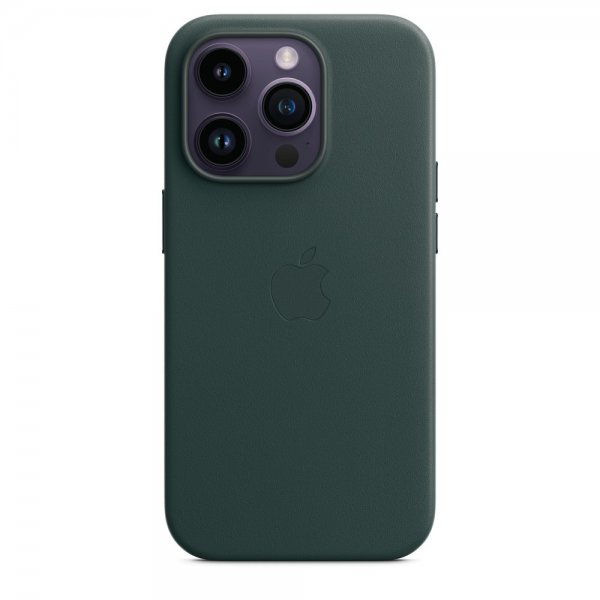 Apple Original iPhone 14 Pro Deksel Leather Case MagSafe Skoggrønn