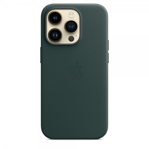 Apple Original iPhone 14 Pro Deksel Leather Case MagSafe Skoggrønn